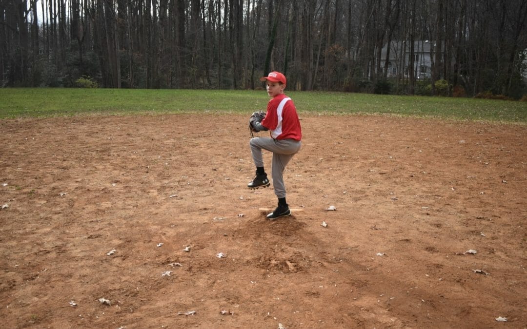 Pitcher extremely balanced at start of pitch