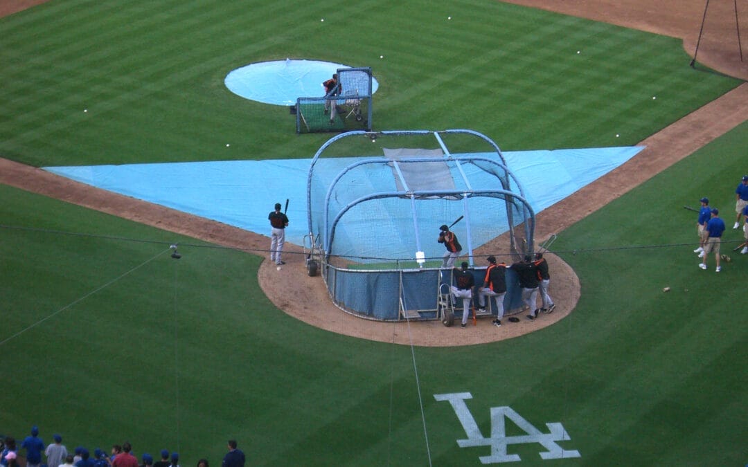 batting practice at Dodger Stadium